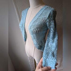 Cloudchaser Xs Blue Crochet Long Sleeve Shawl